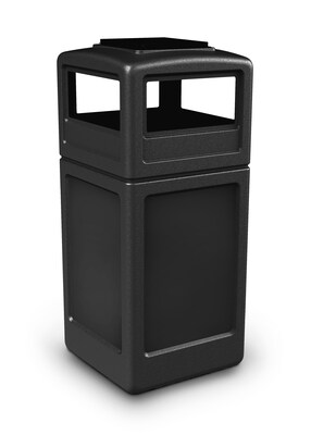 Commercial Zone Products® PolyTec Series 42gal Square Trash Can with Ashtray Dome Lid, Black (73300199)