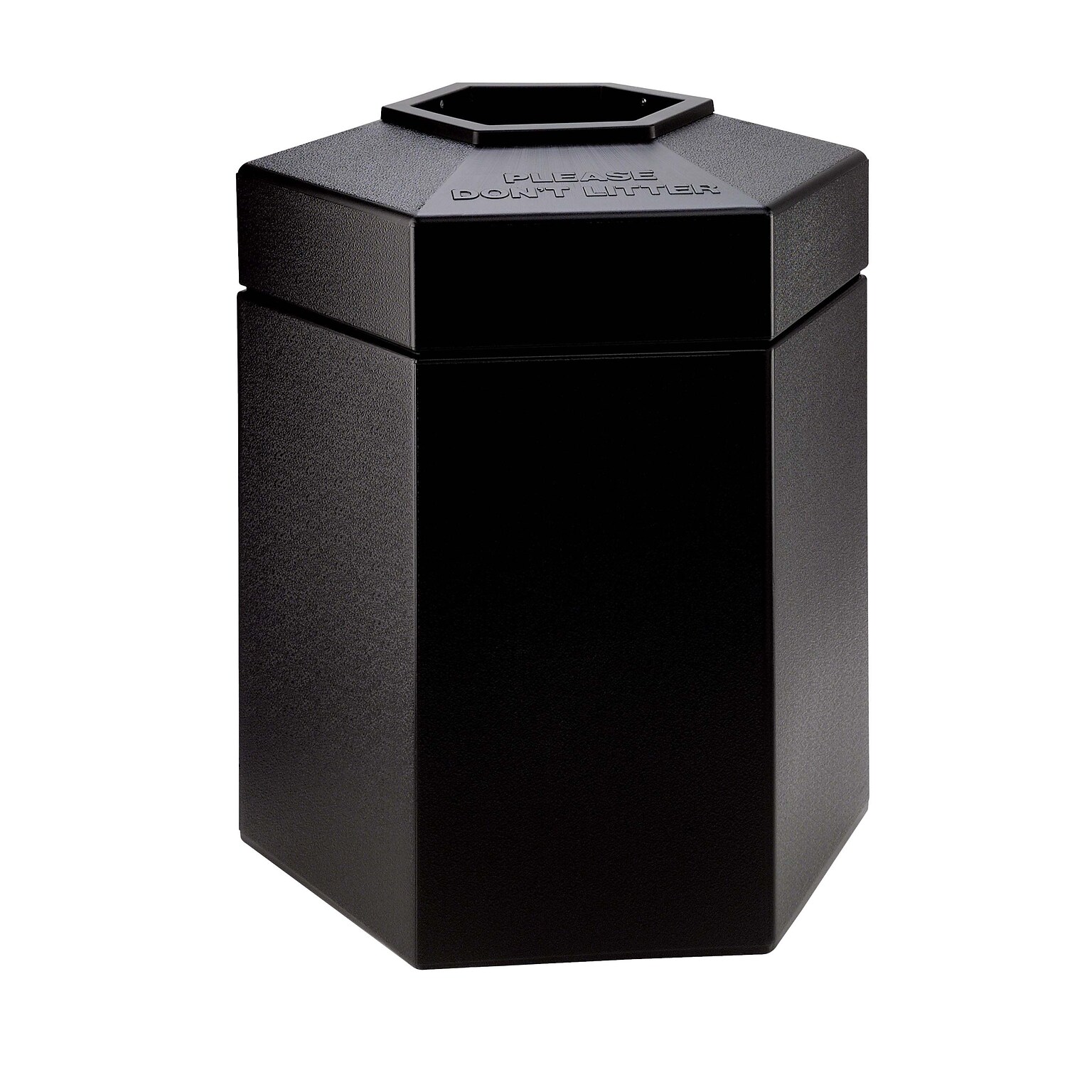 Commercial Zone Products® PolyTec Series 45gal Hex Waste Container, Black (737201)