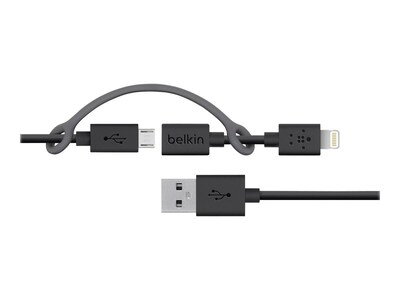 Belkin 3 Lightning/Micro USB Data Transfer Cable; Black (F8J080BT03-BLK)
