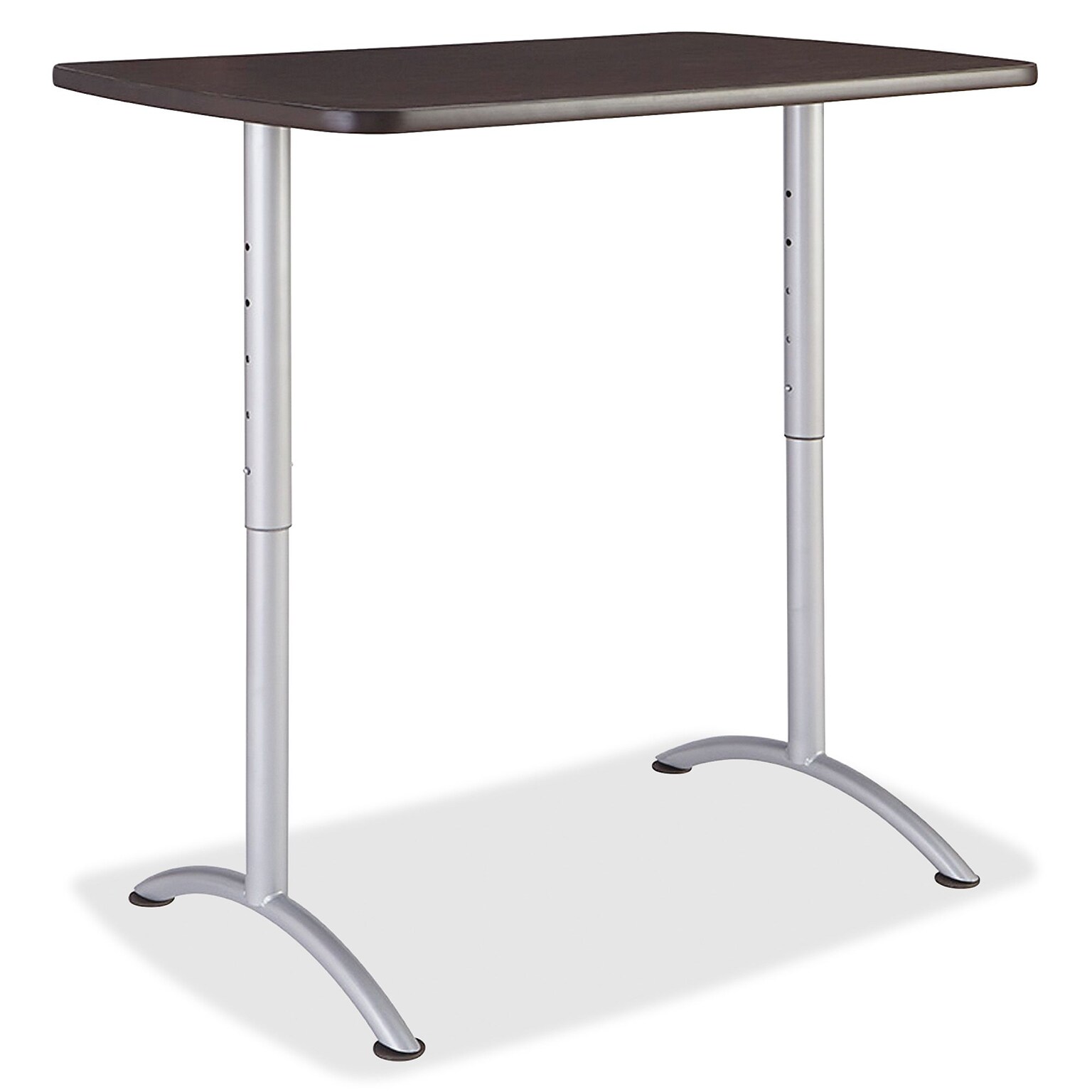 Iceberg Walnut Top Sit-to-Stand Table, Rectangle Top, Arch Base, 2 Legs, 48 Top L x 30 Top W x 1.13 Top Thickness, 42H, Gray