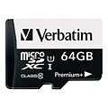 Verbatim ® 98742 PremiumPlus Class 10/UHS-I 64GB microSDXC Memory Card with Adapter