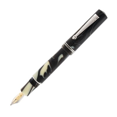 Delta Journal Fountain Pen, Ivory Swirl, 18k Fusion Medium Nib, White Trim (DJ45142)