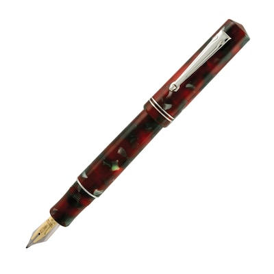 Delta Journal Fountain Pen, Pearled Red, 18k Fusion Stub Nib, White Trim (DJ45133)