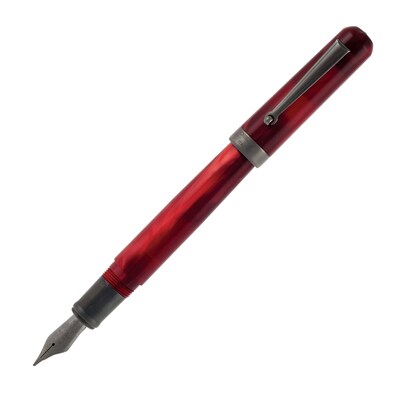 Delta Serena Fountain Pen, Red Shimmer With Metal Nib, Fine Nib, With Black Rhodium Trim (DS81233)