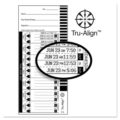 Lathem TruAlign™ Single Sided Weekly Time Card, 100/Pack (E16)
