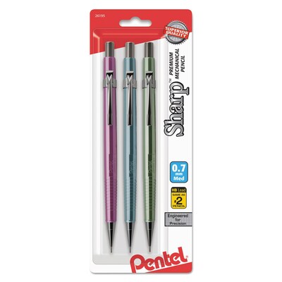 Pentel Sharp Mechanical Pencil, 0.7mm, #2 Medium Lead, 3/Pack (P207MBP3M1)