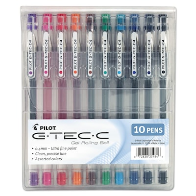 Pilot G-Tec-C Gel Pens, Ultra Fine Point, Assorted Ink, 10/Pack (35484)