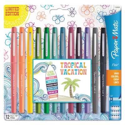 Paper Mate Flair Felt Pen, Bold Point, Assorted Ink, Dozen