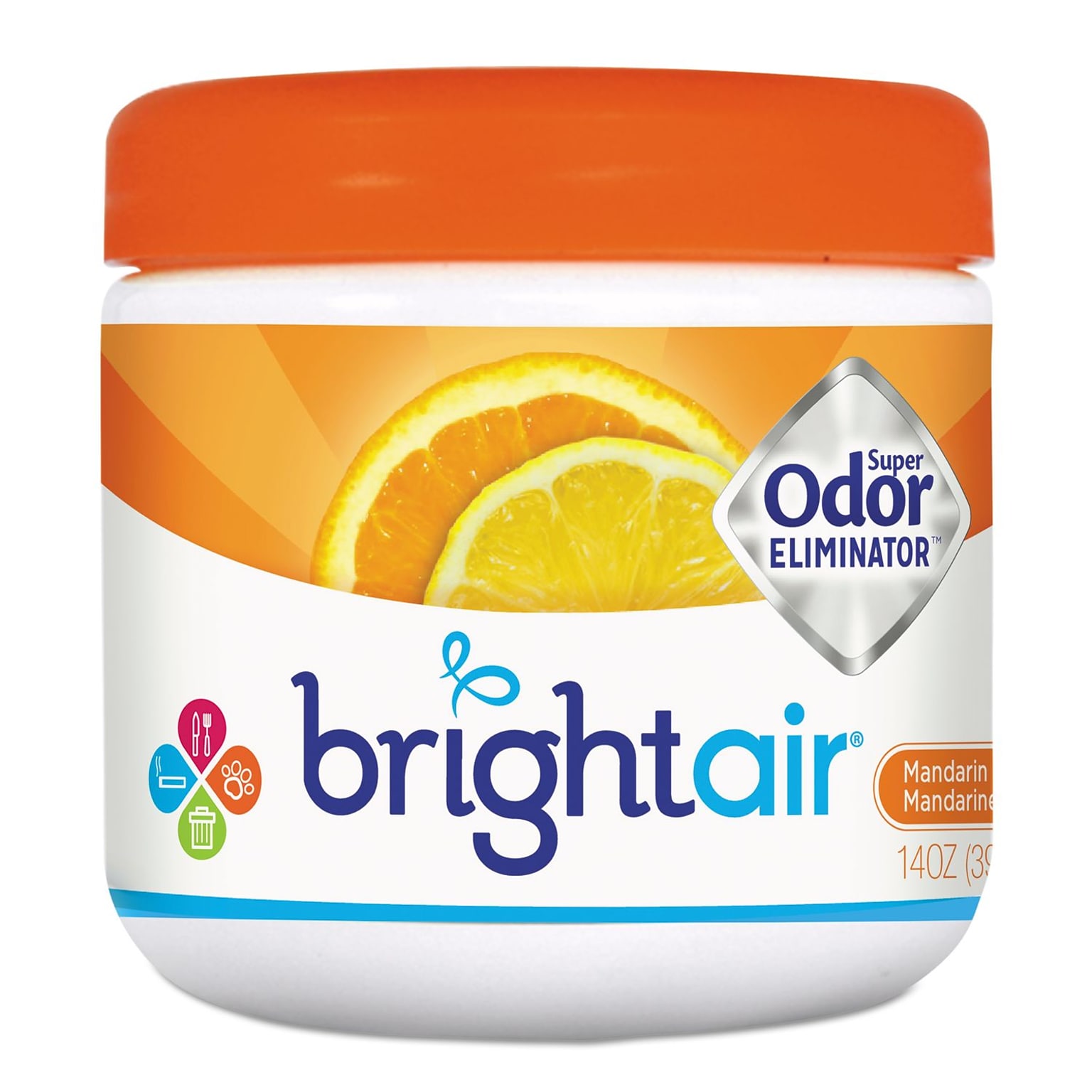 Bright Air Super Odor Eliminator Mandarin Orange & Fresh Lemon Passive Air System & Accessory, &, 14 Oz., 6/Carton (900013)