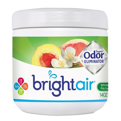 Bright Air Super Odor Eliminator Passive Air System & Accessory, White Peach & Citrus, 14 Oz., 6/Car