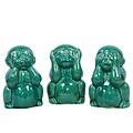Urban Trends Ceramic Three Monkeys Figurines; 4.5 x 3.5 x 6.75, Turquoise, 3/Set (10872-AST)