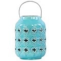 Urban Trends Ceramic Lantern; 7L x 7W x 11H, Blue (50044)