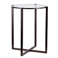 Kenroy Home Lodin Accent Table Satin Bronze Finish with Clear Tempered Glass (65023SBRZ)