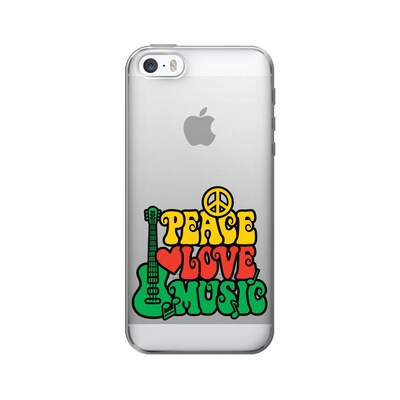 OTM  Prints Clear Phone Case,  Peace Love Music, iPhone 7/7S (OP-IP7V1CG-GRV-01)