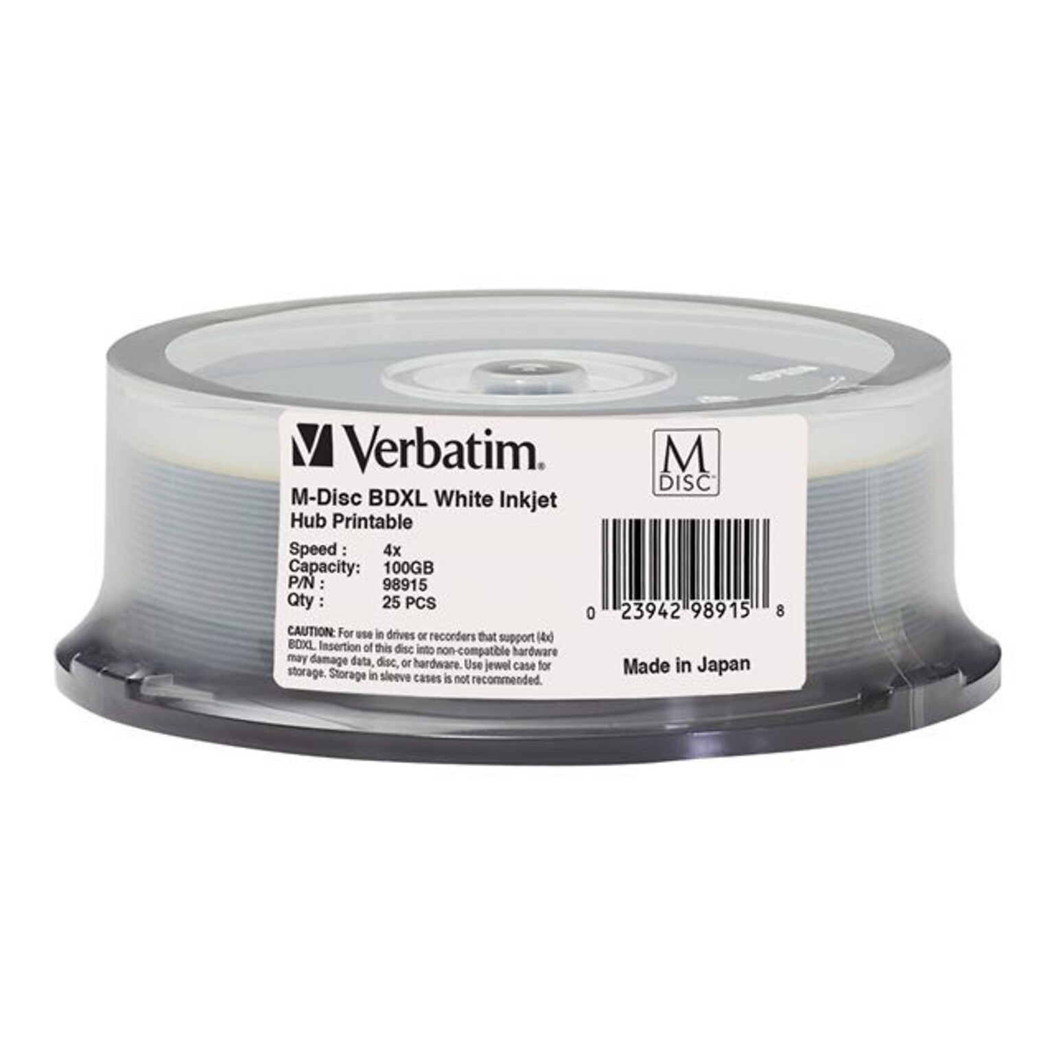 Verbatim M-Disc 98915 4x Blu-Ray, White, Inkjet Printable, 25/Pack