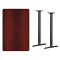 Flash Furniture 30x48 Rectangular Laminate Table Top, Mahogany w/5x22 Bar-Height Table Bases