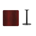 Flash Furniture 30 Square Laminate Table Top in Mahogany w/18 Round Table Height Base XUMA3030TR18