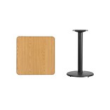 Flash Furniture 24L Laminate Square Table Top with 18W Round Table Base, Natural (XUNT2424TR18)