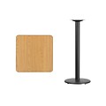 Flash Furniture 24 Square Laminate Table Top, Natural w/18 Round Bar-Height Table Base