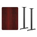 Flash Furniture 30x42 Rectangular Laminate Table Top, Mahogany w/5x22 Bar-Height Table Bases