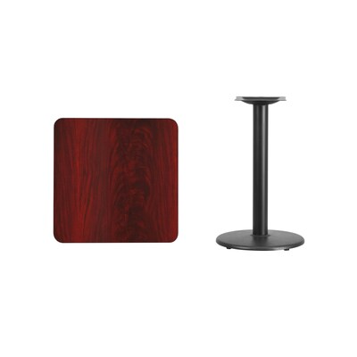 Flash Furniture 24 Square Laminate Table Top, Mahogany w/18 Round Table-Height Base XUMA2424TR18