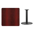 Flash Furniture 36 Square Laminate Table Top, Mahogany w/24 Round Table-Height Base XUMA3636TR24