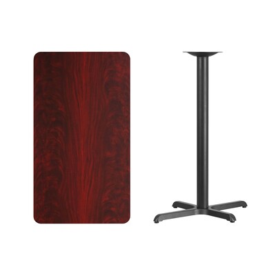 Flash Furniture 24x42 Rectangular Laminate Table Top, Mahogany w/22x30 Bar Height Table Base