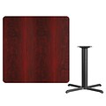 Flash Furniture 42 Square Laminate Table Top, Mahogany w/33x33 Table-Height Base XUMA4242T3333