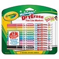 Crayola Fine Line Washable Dry Erase Markers, Bullet Marker Point Style, Assorted Ink, 12 / Pack