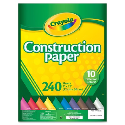Crayola Construction Paper, 12 x 9, 240 / Carton, Assorted