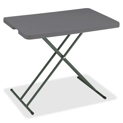 Iceberg IndestrucTable TOO Folding Table, Rectangle Top, X-shaped Base, 30 L x 20 W x 28 H, Charc