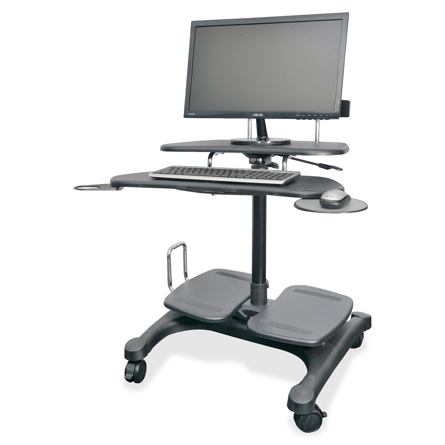 Kantek Mobile Height-Adjustable Sit-Stand Workstation with Keyboard Tray, Black (KTKSTS240)