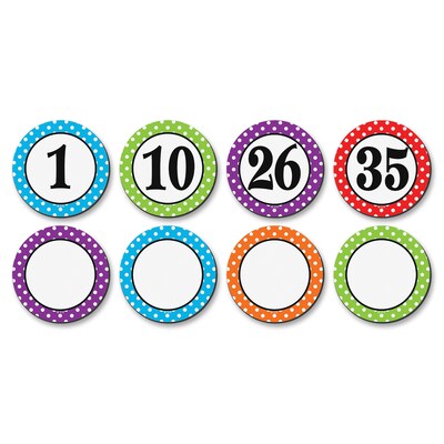 Teacher Created Resource Polka Dots Numbers Magnetic Accents, Assorted Colors, 2.25, 42 Pieces Per