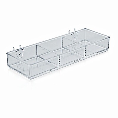 Azar® 3 Compartment Tray For Pegboard/Slatwall, Clear, 2/Pk