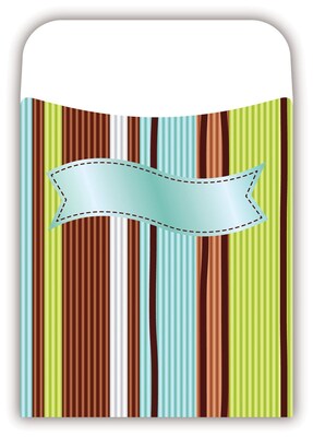 Barker Creek Peel and Stick Library Pocket, Ribbon by the Yard Design, 30/Pack