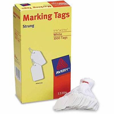 Avery® Marking Pre-Strung Tags 1.09"W x 1.75"L White, 1000/Pack (12204)