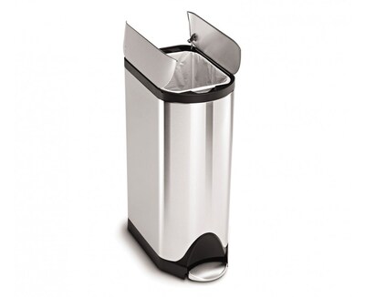 simplehuman Butterfly Step Trash Can, Fingerprint-Proof Stainless Steel, 8 Gallon (CW1824)