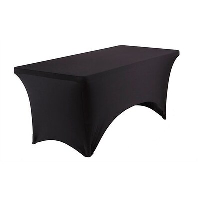 Iceberg Rectangle Stretch-Fabric Table Cover, Black, 30" x 72"