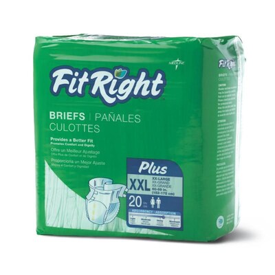 FitRight® Plus Clothlike Briefs, 2XL (60" - 69"), 80/Pack