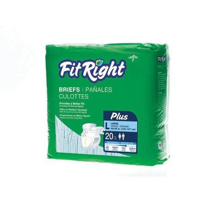 FitRight® Plus Clothlike Briefs, 2XL (60" - 69"), 80/Pack