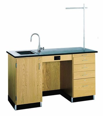 DWI Work Desk 36"H x 60"W x 30"D Epoxy, Oak Wood (1216K-L)