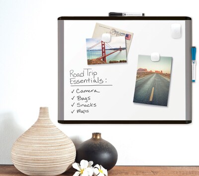 U Brands MOD Magnetic Dry Erase Whiteboard, 20" x 16", Black and Gray Frame (381U00-01)