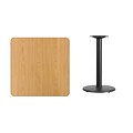 Flash Furniture 30 Square Laminate Table Top, Natural w/18 Round Table-Height Base XUNT3030TR18