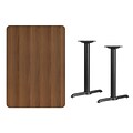 Flash Furniture 30x42 Rectangular Laminate Table Top, Walnut w/5x22 Table-Height Bases