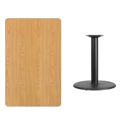 Flash Furniture 30x48 Rectangular Laminate Table Top, Natural w/24 Round Table-Height Base