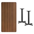 Flash Furniture 30x60 Rectangular Laminate Table Top, Walnut w/22x22 Table-Height Bases