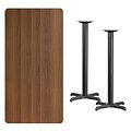 Flash Furniture 30x60 Laminate Table Top, Walnut, 22x22 Bar Height Table Bases