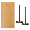 Flash Furniture 30x60 Rectangular Laminate Table Top, Natural w/22x22 Bar-Height Table Bases
