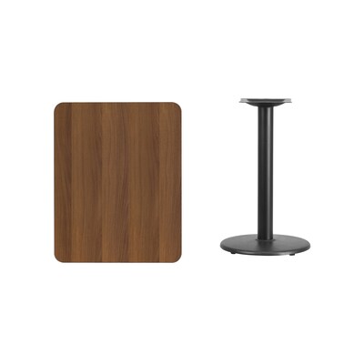 Flash Furniture 24x30 Rectangular Laminate Table Top, Walnut w/18 Round Table-Height Base