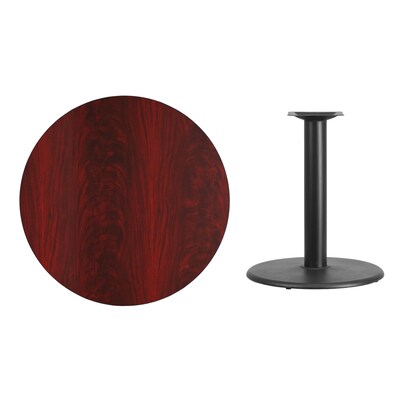 Flash Furniture 36 Round Laminate Table Top, Mahogany w/24 Round Table-Height Base XURD36MATR24